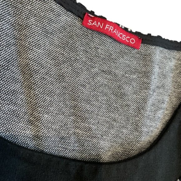 SAN FRANCISCO Knit Dress Sz M Black & White Flattering - Picture 6 of 12